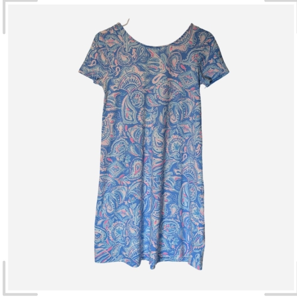 Pre-owned Lilly Pulitzer Vibrant Blue and Pink Paisley Cover-Up - Picture 5 of 8